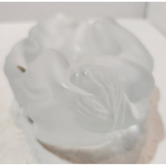 A & A Crystal Handmade Czech Art Deco Frosted Glass Nude Woman Ashtray Dish Vtg - Picture 5 of 12